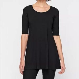Eileen Fisher Top Stretch Jersey Long Sleeve Tunic Black Women’s Size Medium